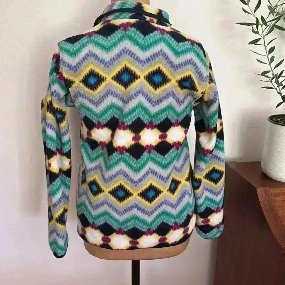 Patagonia Xs Fleece Pullover Vintage Southwest Style Sweater Snap T View 4